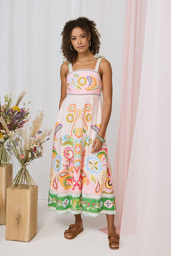 Izabel London – Paisley Print Tie Strap Sleeveless Midi Dress